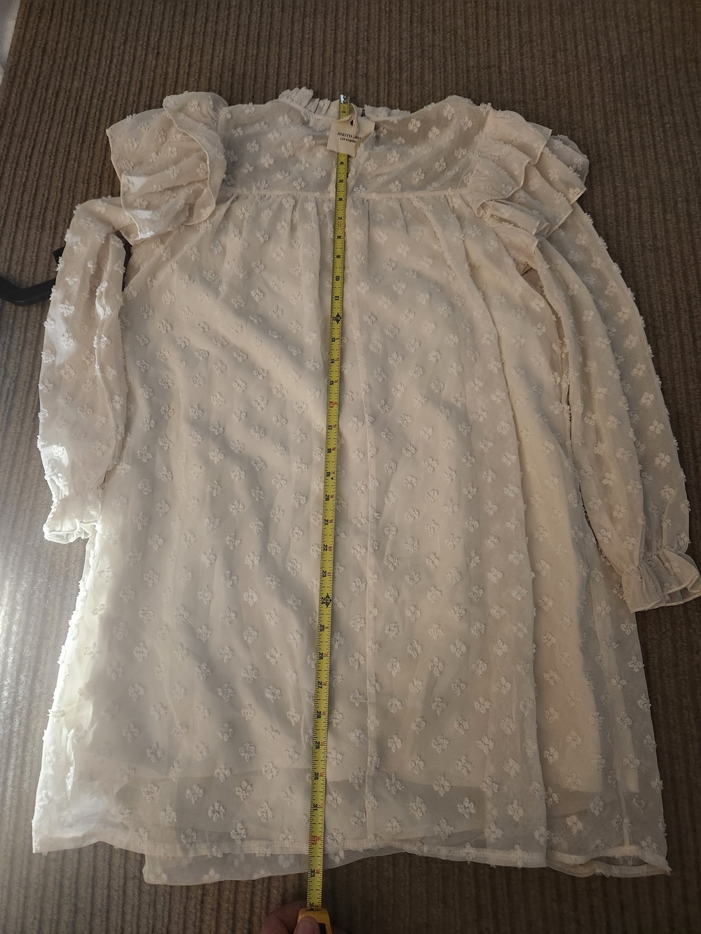 And The Why Ivory Swiss Dot Ruffle Babydoll Dress Size S NWT - Picture 9 of 11